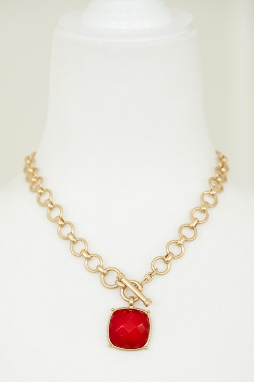 Gemma Stone Necklace, Red