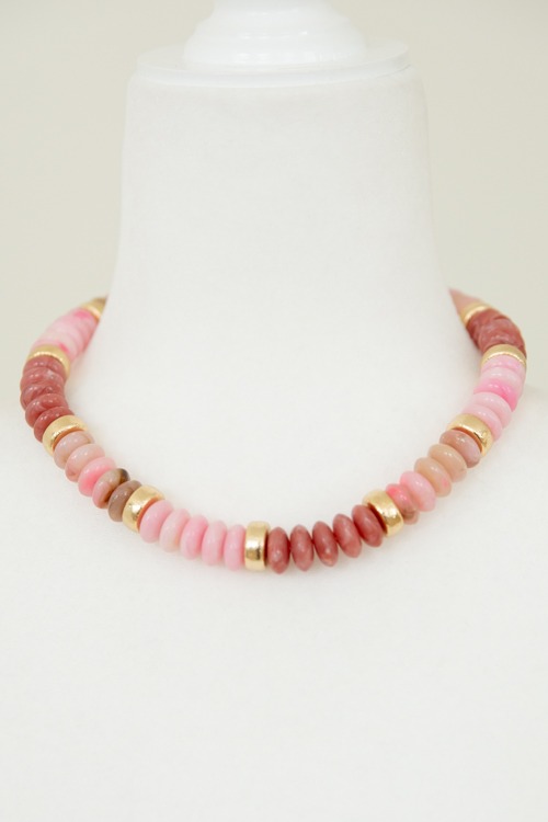 Cleo Beaded Necklace, Pink