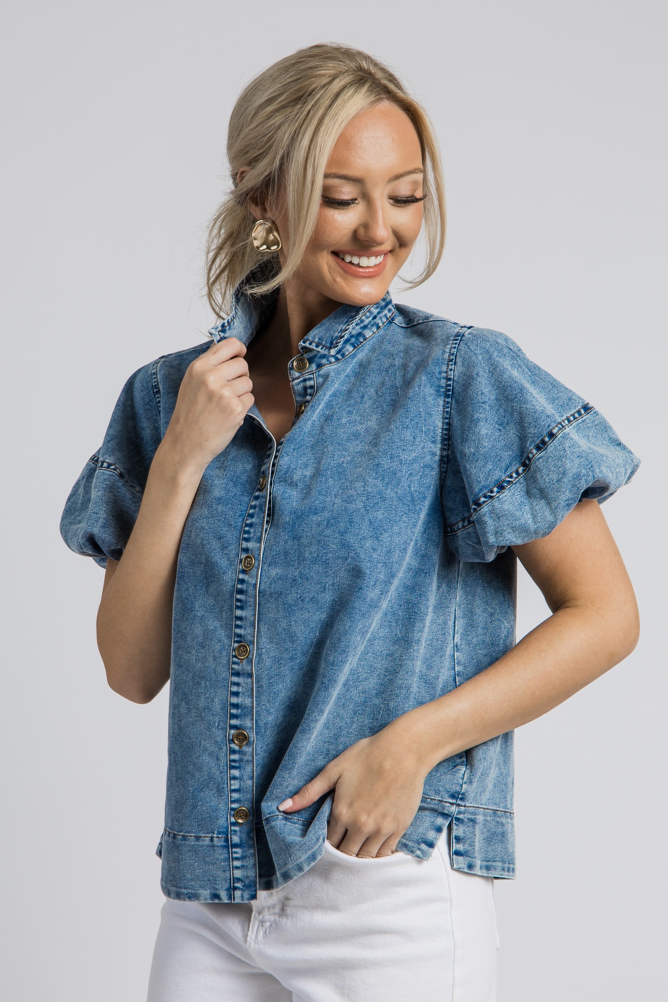 Puff Sleeve Denim Shirt - 4K7A0409.jpg