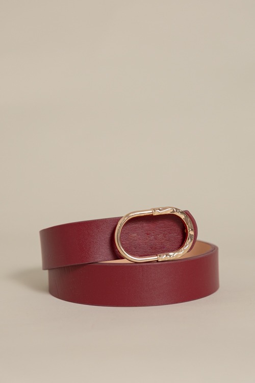 Half Hammered Buckle Belt, Burgundy