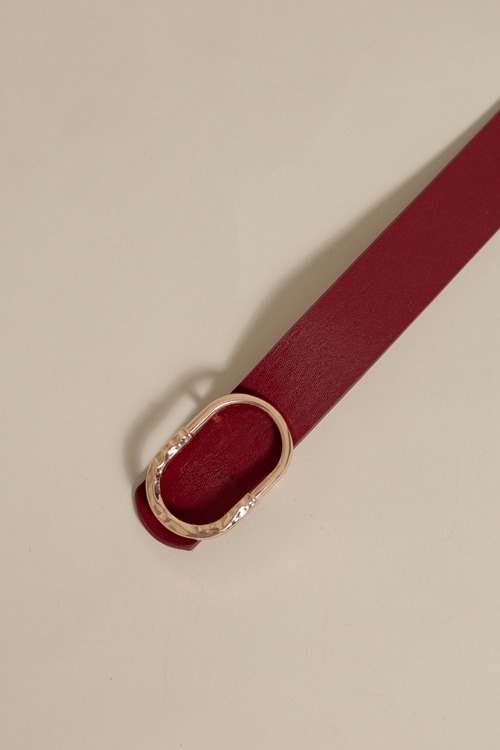 Half Hammered Buckle Belt, Burgundy - 4K7A0425.jpg