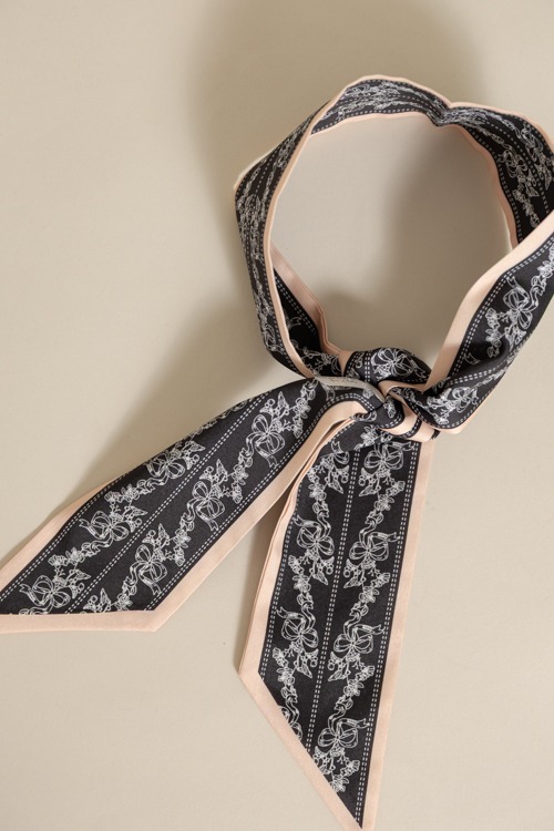 Narrow Silky Scarf, Black