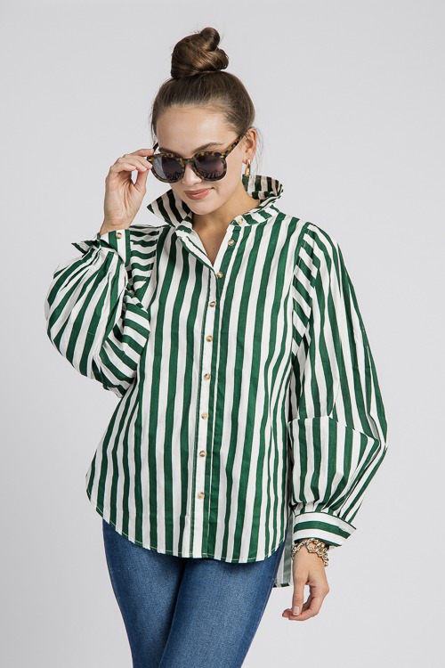 Donna Stripe Shirt, Hunter Green - 4K7A0466.jpg