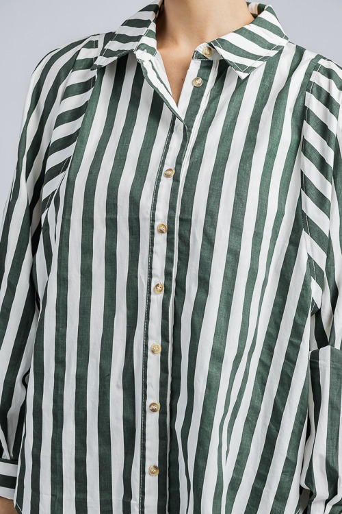 Donna Stripe Shirt, Hunter Green - 4K7A0470.jpg