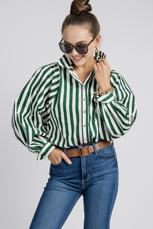 Donna Stripe Shirt, Hunter Green - 4K7A0477.jpg