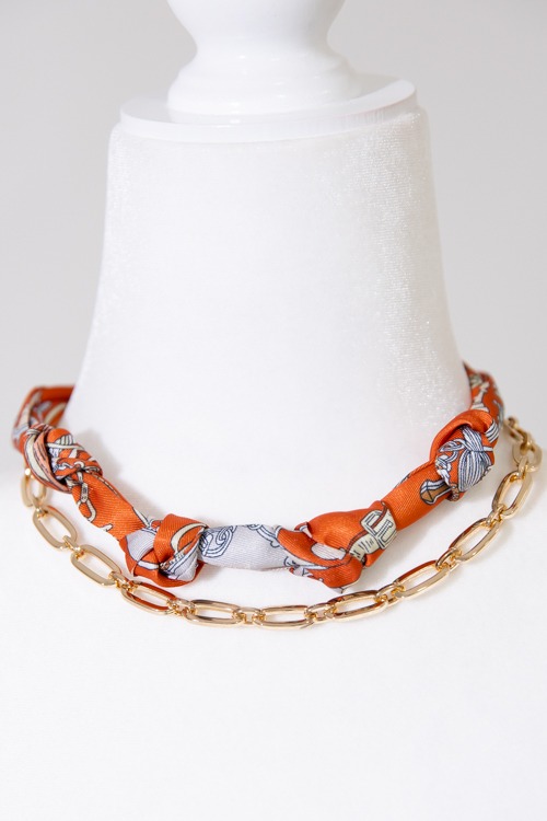 Samantha Scarf Necklace, Orange