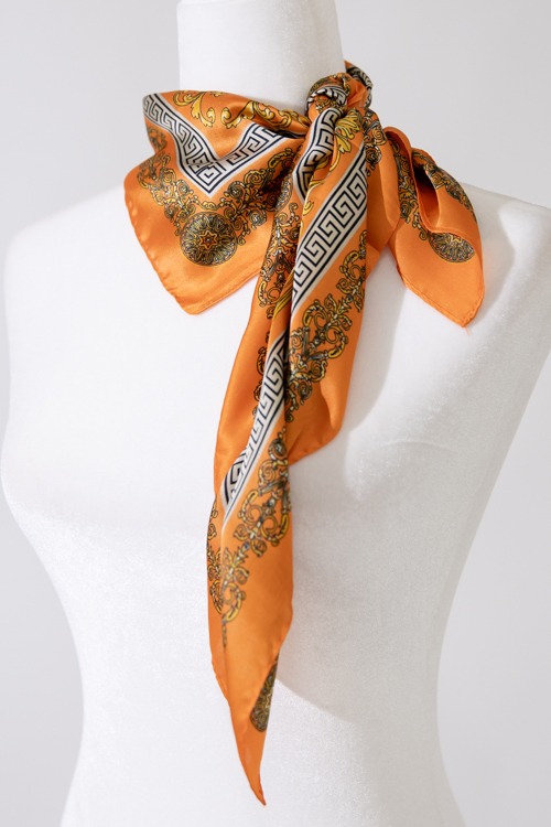 Greek Key & Floral Scarf, Orange - 4K7A0502.jpg