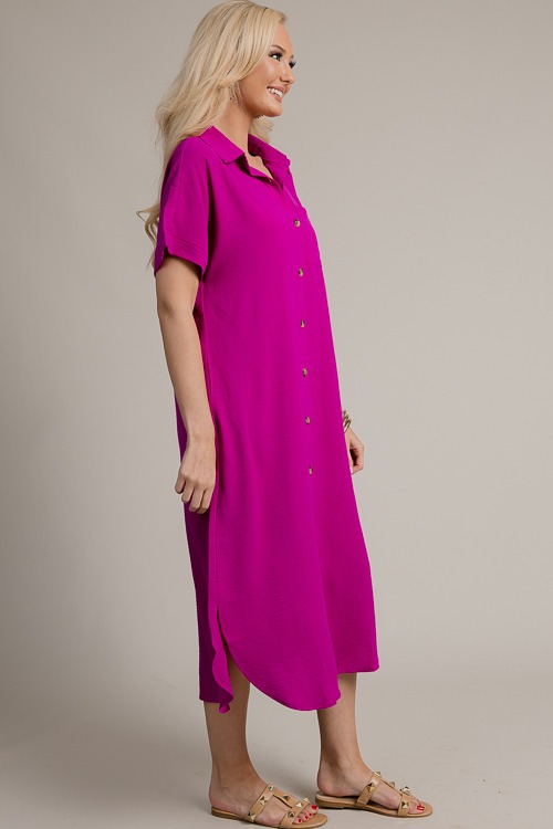 Shirt Dress Midi, Magenta - 4K7A0528.jpg