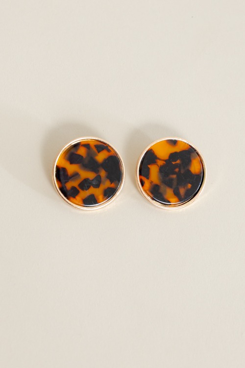 Acrylic Round Earring, Tortoise