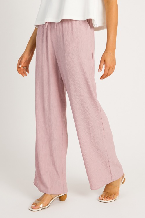 Crinkle Pull-On Pants, Pink
