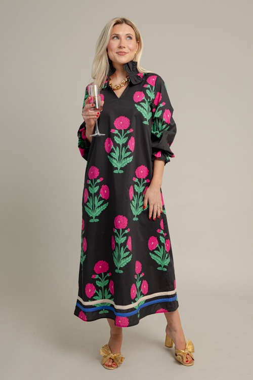 Bella Floral Maxi, Black