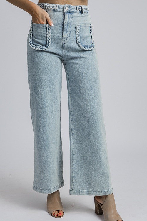 Braided Detail Jeans, Lt. Blue