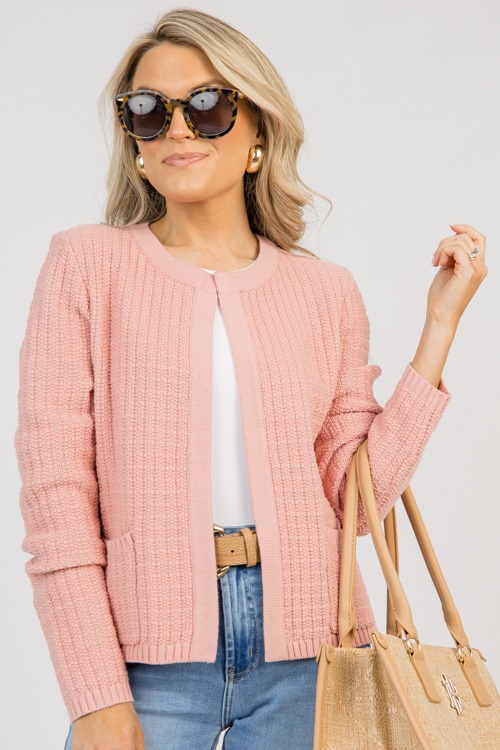 Classic Open Front Cardi, Blush