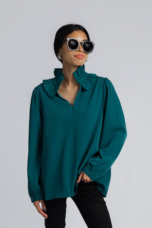 Faith Ruffle Blouse, H. Green