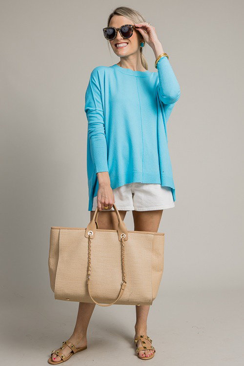 Vivo Basic Short Dolman Sweater - Fuschia / Black