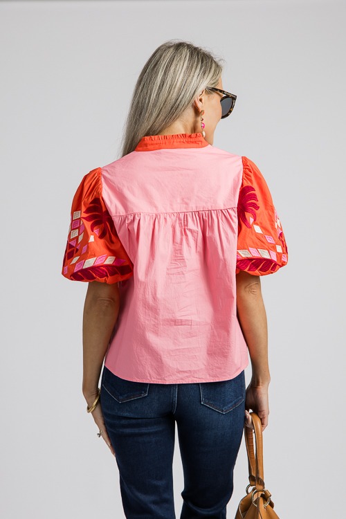 Colorblock Embroidery Top, Pink - 4K7A0818.jpg