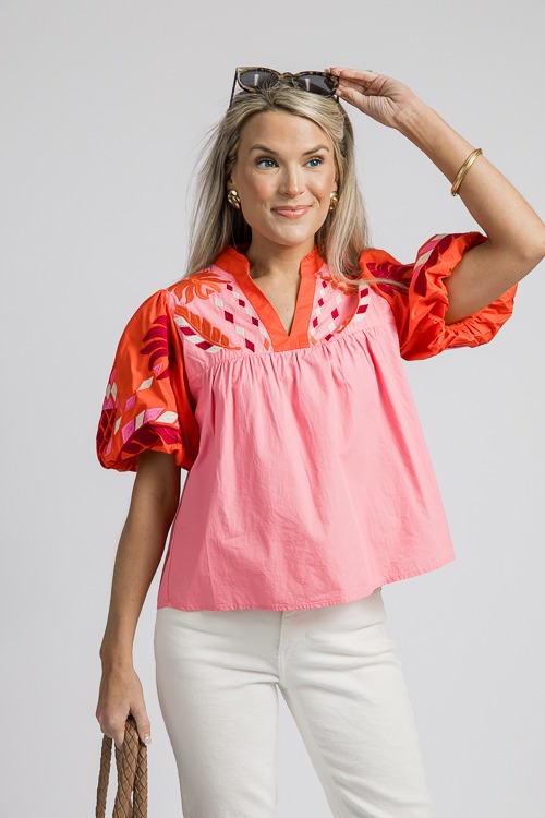 Colorblock Embroidery Top, Pink - 4K7A0822.jpg