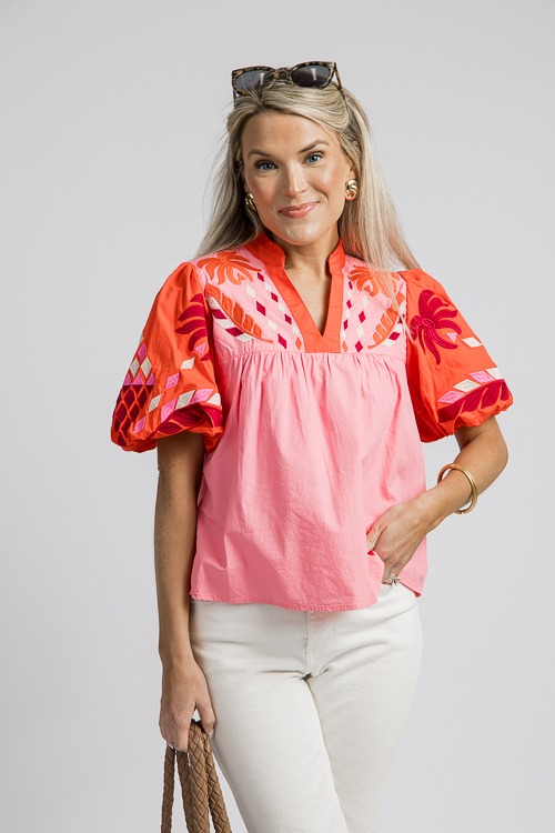 Colorblock Embroidery Top, Pink - 4K7A0824.jpg