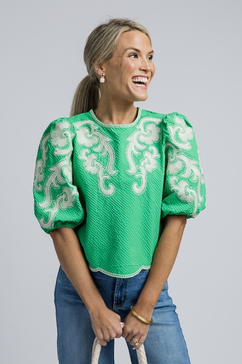 Jordyn Embroidery Top, Green