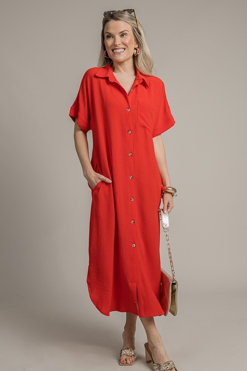 Shirt Dress Midi, Tomato Red - 4K7A0892.jpg