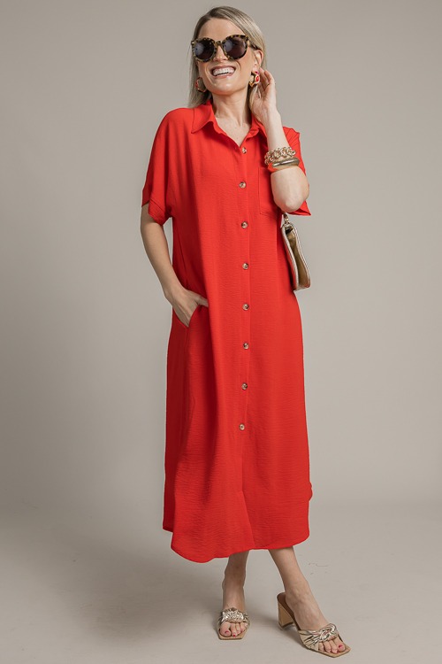 Shirt Dress Midi, Tomato Red - 4K7A0903.jpg