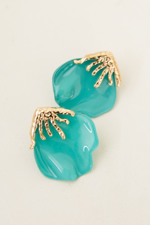 Petal Party Stud, Teal
