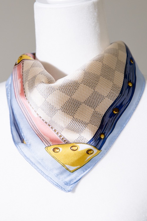 Checkered Silk Scarf, Taupe