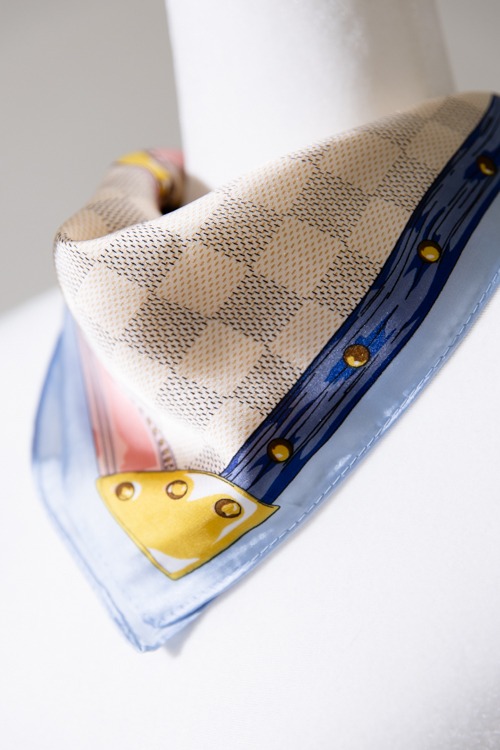Checkered Silk Scarf, Taupe - 4K7A1011.jpg