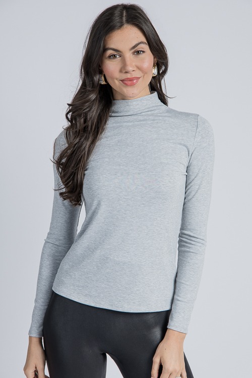 Go-To Mock Neck Top, H. Grey