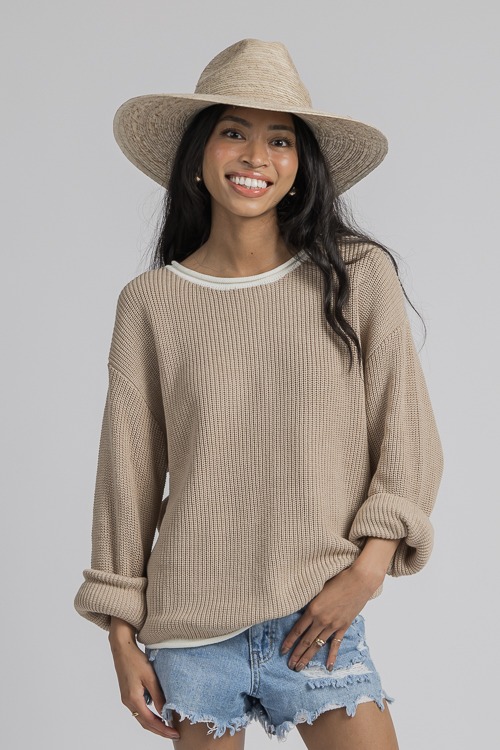 Lana Contrast Sweater, Natural