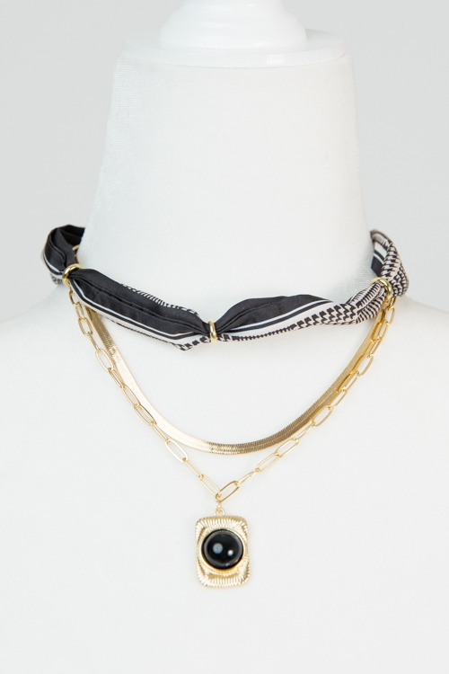 Layered Scarf Necklace, Gold/Black - 4K7A1133.jpg