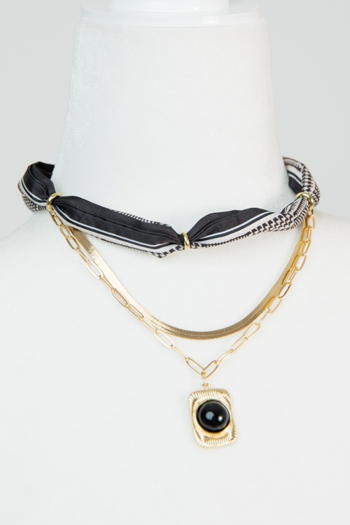 Layered Scarf Necklace, Gold/Black - 4K7A1134.jpg