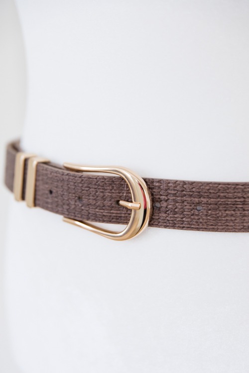 Woven Buckle Belt, Brown