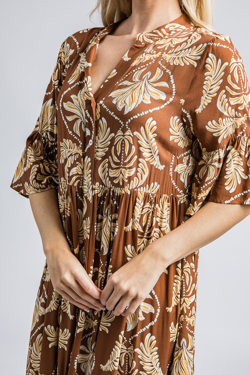 Rhodes Leaf Print Maxi, Coffee - 4K7A1193- (7).jpg