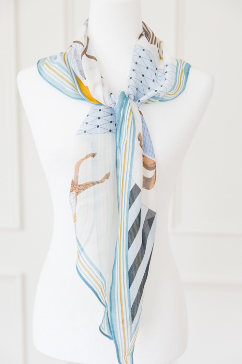 Equestrian Scarf, Blue