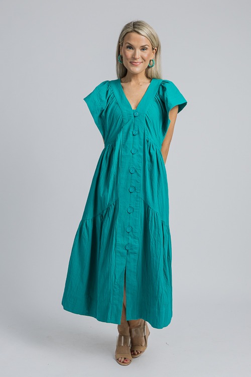 Bianca Button Midi, Emerald Green