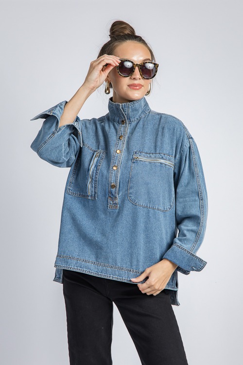 Half Button Denim Shirt - 4K7A1321- (4).jpg