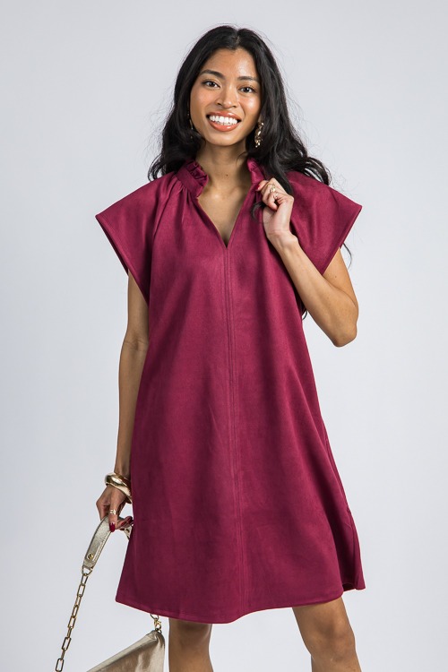 Clarice Suede Dress, Wine