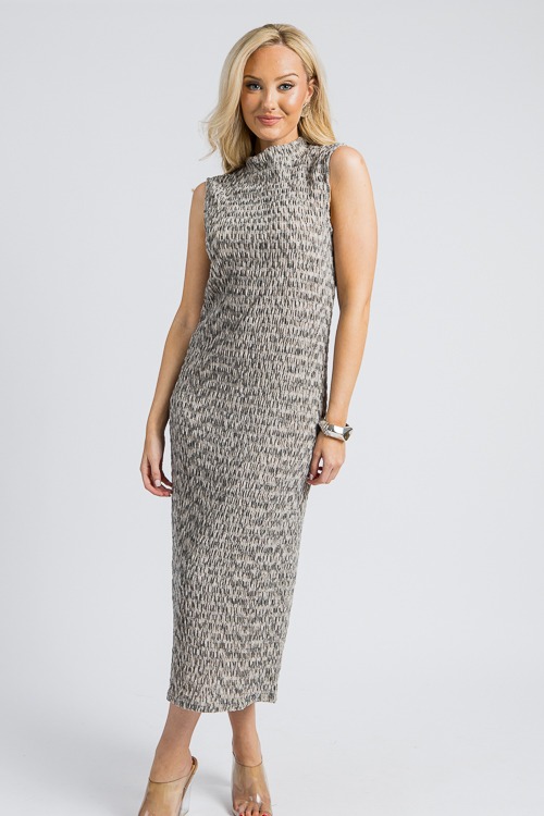 Texture Mock Neck Midi, Grey