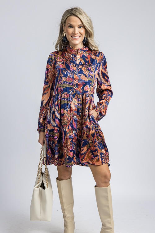 Metallic Print Button Dress, Navy - 4K7A1349p.jpg