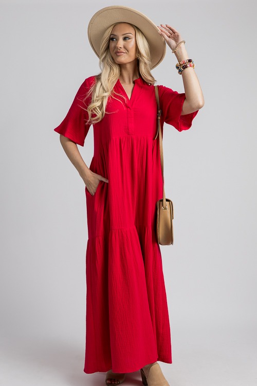 Jana Gauze Maxi, Cherry Red