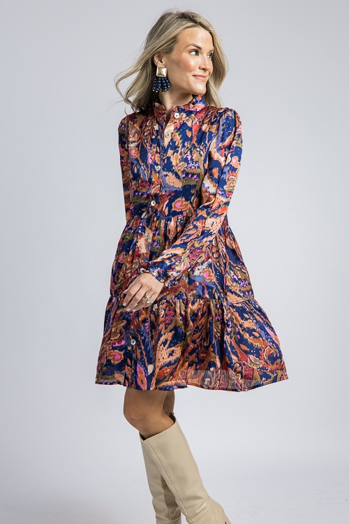 Metallic Print Button Dress, Navy - 4K7A1373h.jpg