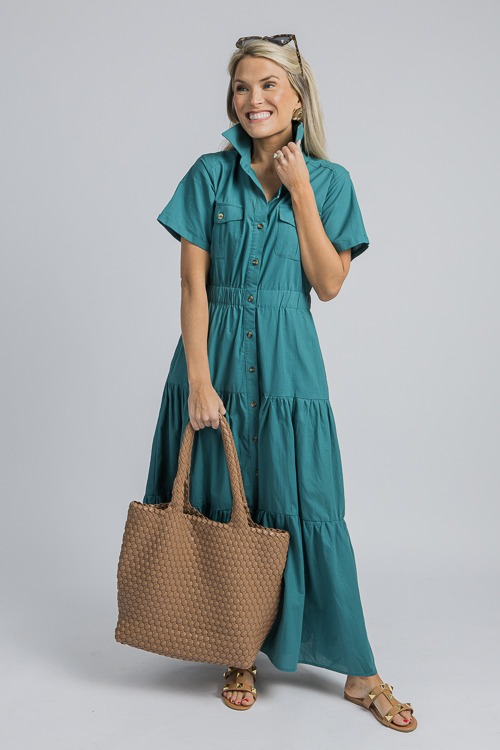 Shea Button Up Maxi, Teal