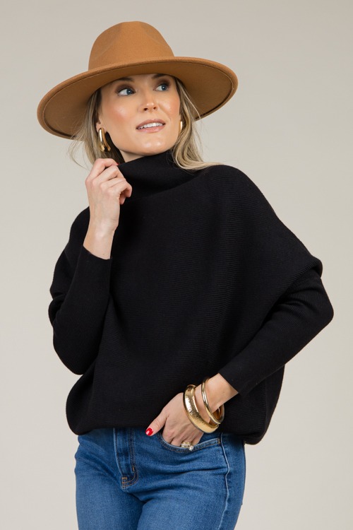 Dolman Mock Sweater, Black