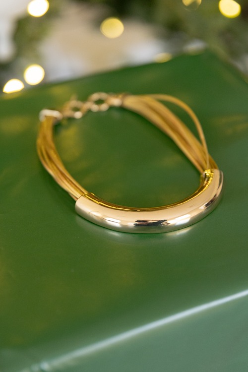 Curved Layered Necklace, Gold