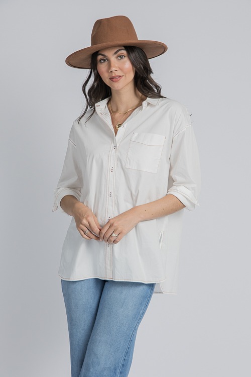 Contrast Stitch Tunic Shirt