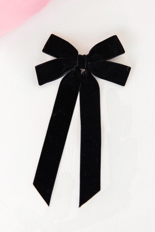 Velvet Bow Clip, Black