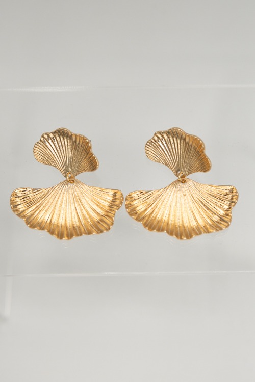 Gold Fan Dangle Earrings