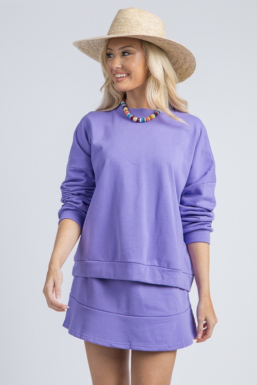 Sweatshirt Skirt Set, Purple