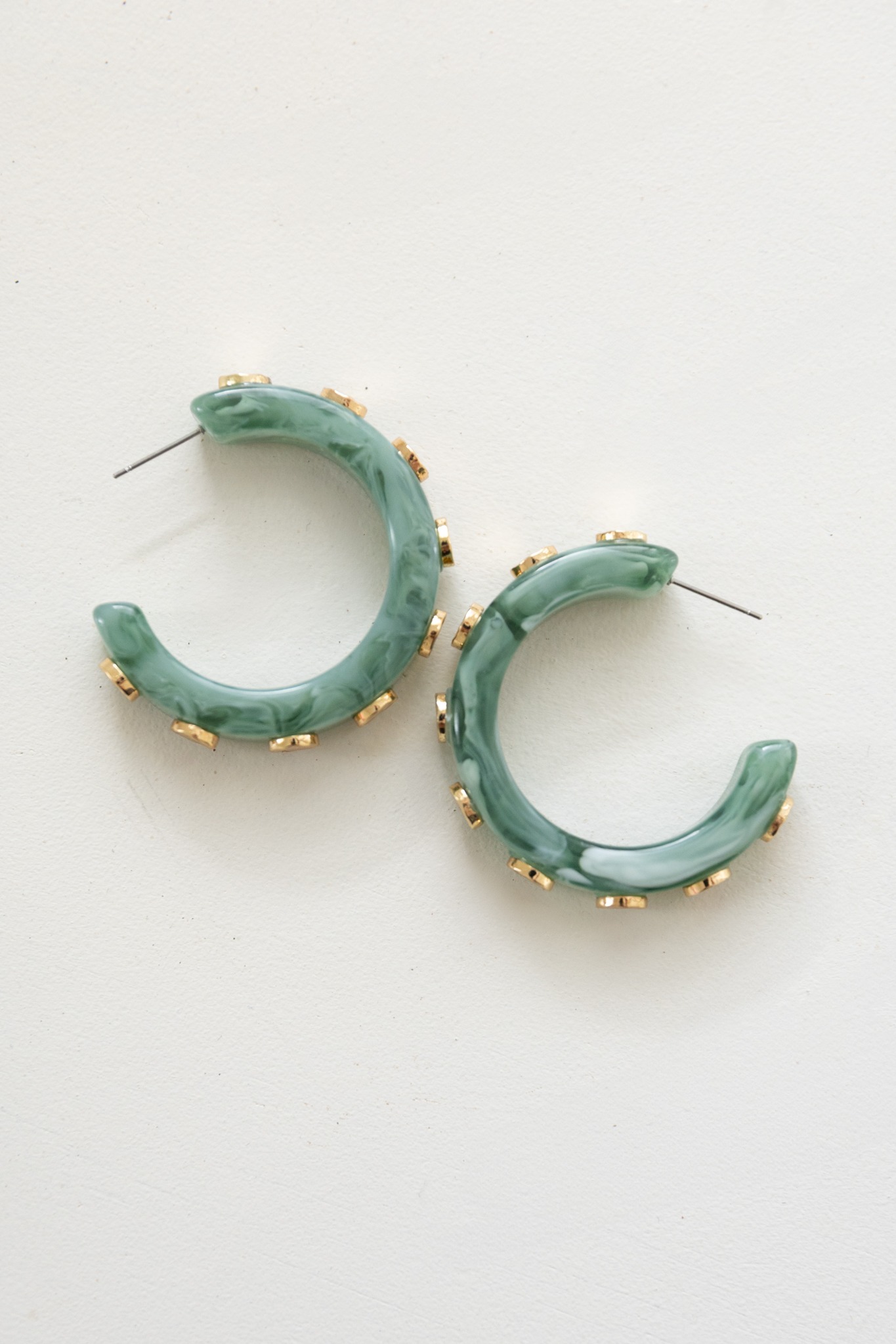 Hammered Acetate Hoops, Seafoam - 4K7A1718.jpg